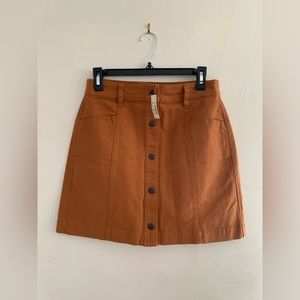 Madewell Sz 4 Button front A-line Pocket Mini Skirt Orange brown